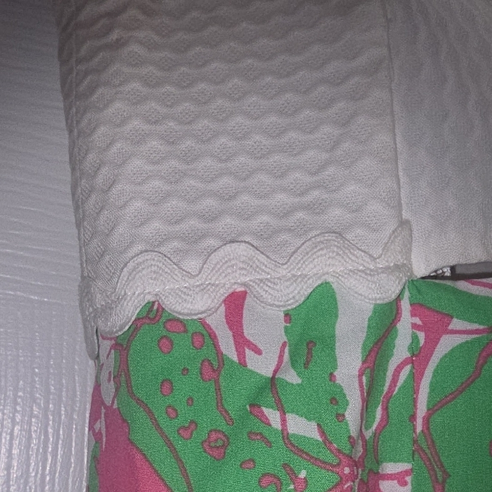 Lilly Pulitzer Cotton  White Strapless Dress with Pink & Green Floral Print 2 - Picture 10 of 16